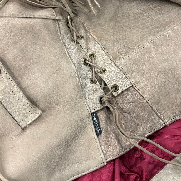 Vintage Indian Motorcycles Fringe Tassel Brown Leather Jacket Size Large L B3 - Picture 6 of 11